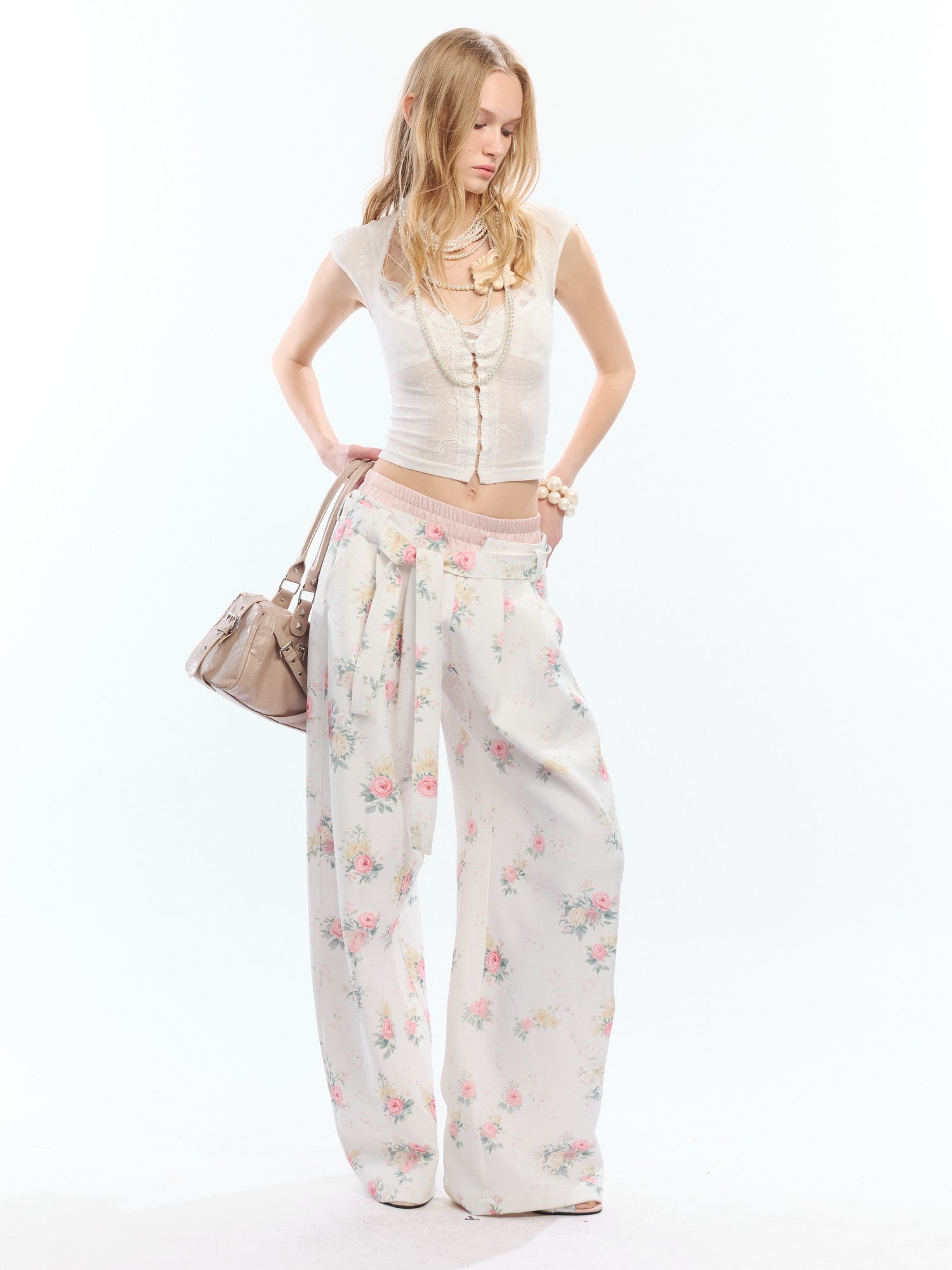 2th Desire Floral Patchwork Double Waist High Waist Women&