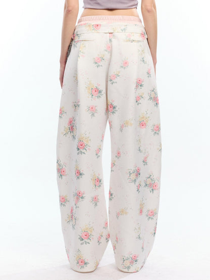 2th Desire Floral Patchwork Double Waist High Waist Women&