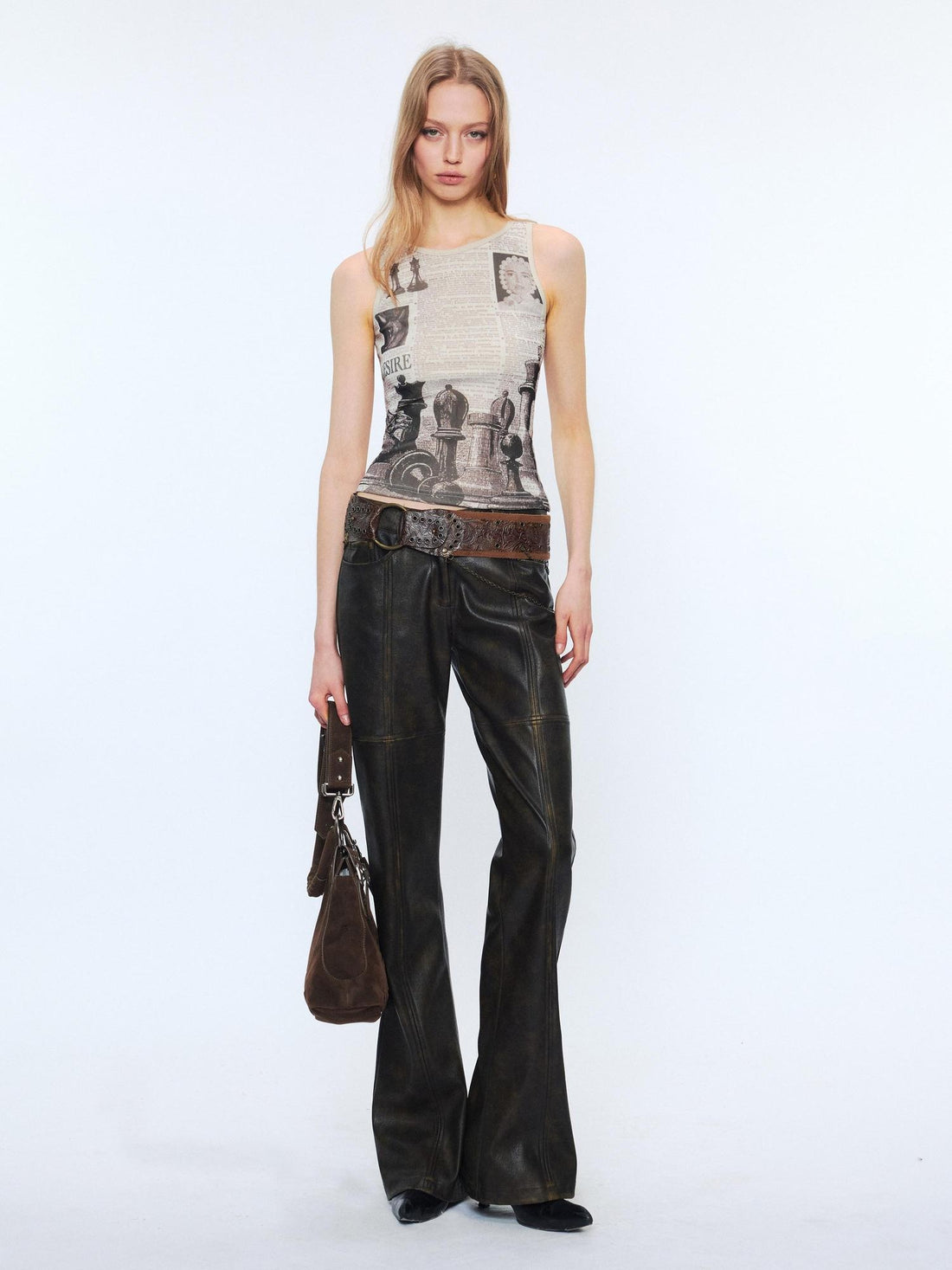 2th Desire Floral Print Slim Fit Reversible U Neck Cropped Women Polyester Stretch Tank Tops