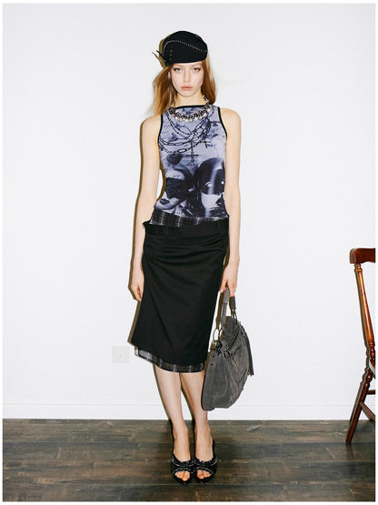 2th Desire Floral Print Slim Fit Reversible U Neck Cropped Women Polyester Stretch Tank Tops