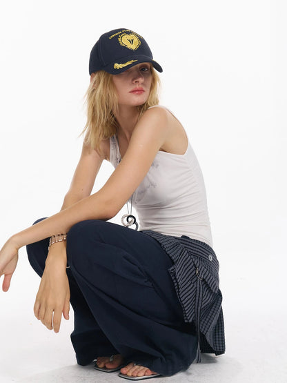 Folded Bubble Waist Drawstring Wide Leg Pants