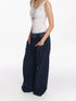 Folded Bubble Waist Drawstring Wide Leg Pants
