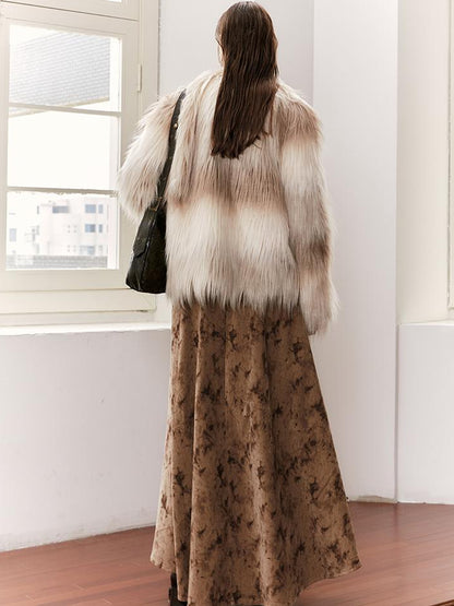 2th Desire Gradient Eco Faux Fur Long Coat For Women