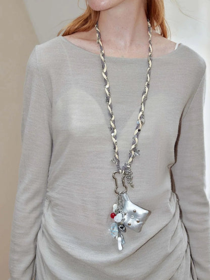 Handmade Punk Chunky Knit Layered Statement Necklace