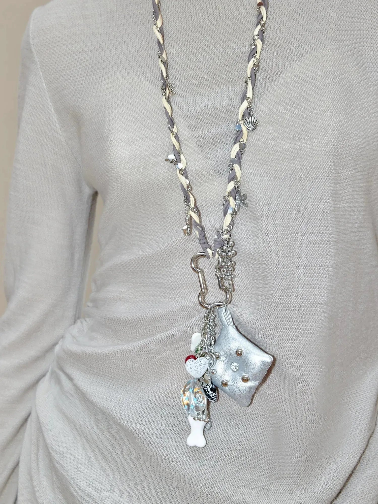 Handmade Punk Chunky Knit Layered Statement Necklace