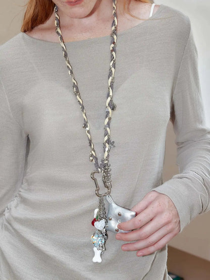 Handmade Punk Chunky Knit Layered Statement Necklace