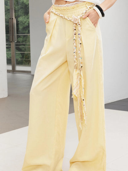 Handwoven Linen Bohemian Beaded Stone Rope Belt