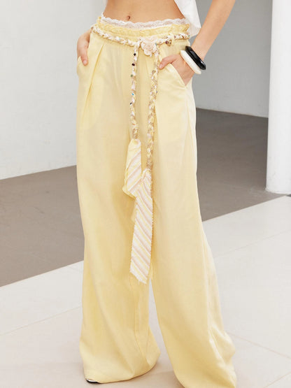 Handwoven Linen Bohemian Beaded Stone Rope Belt