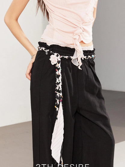 Handwoven Linen Bohemian Beaded Stone Rope Belt