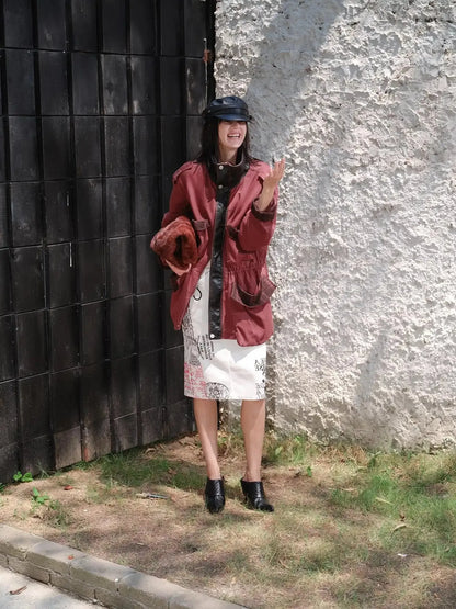 Heavy Duty Vintage Washed Rip Work Jacket With Leather Panels