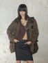 Heavy Duty Vintage Washed Rip Work Jacket With Leather Panels