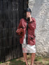 Heavy Duty Vintage Washed Rip Work Jacket With Leather Panels