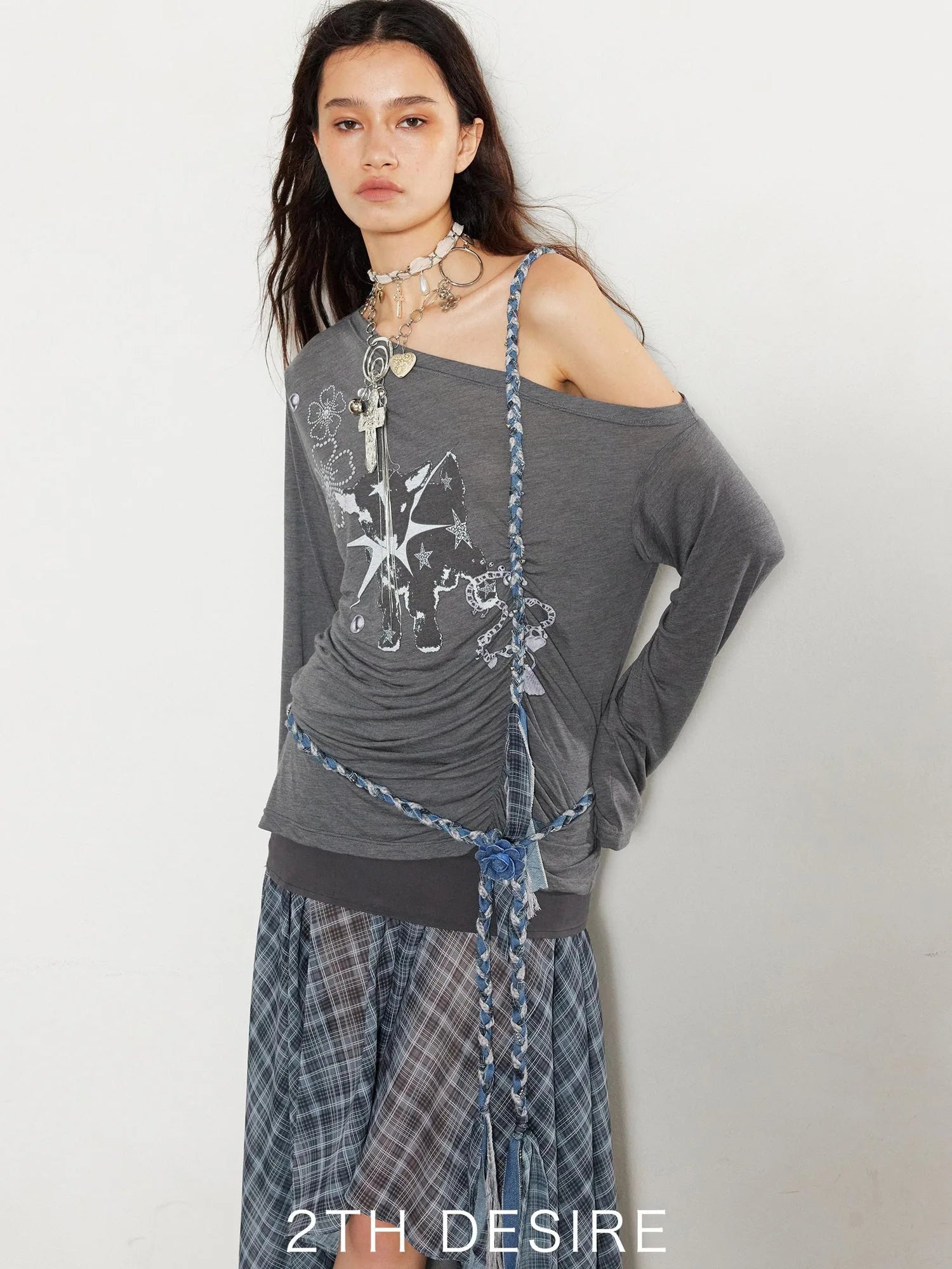 Heavy Multi Element Punk Cross Flower Waist Chain Necklace