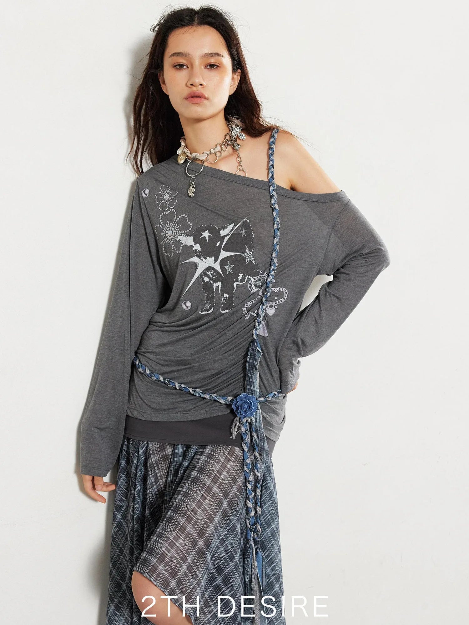 Heavy Multi Element Punk Cross Flower Waist Chain Necklace