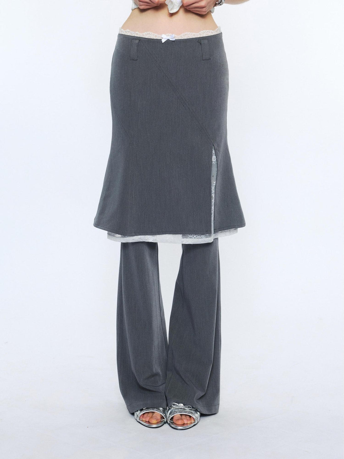 2th Desire High Stretch Cotton Blend Long Length Casual Active Black Gray Skorts