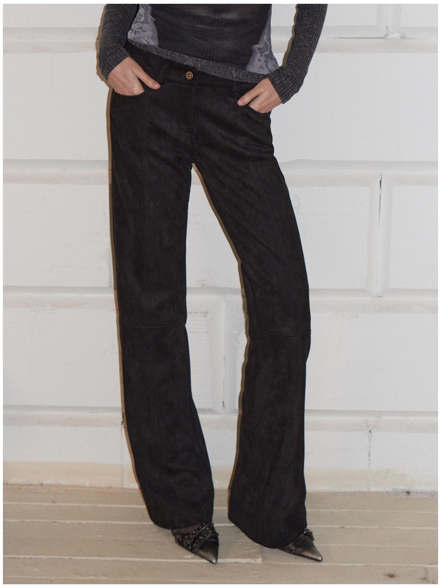 2th Desire High Stretch Distressed Faux Leather Street Straight Fit Women Long Skorts