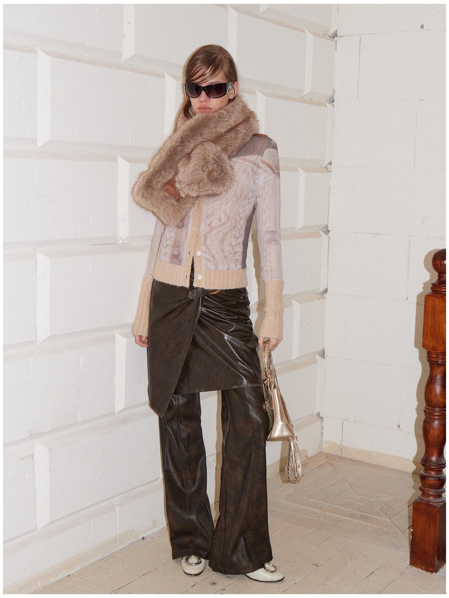 2th Desire High Stretch Distressed Faux Leather Street Straight Fit Women Long Skorts