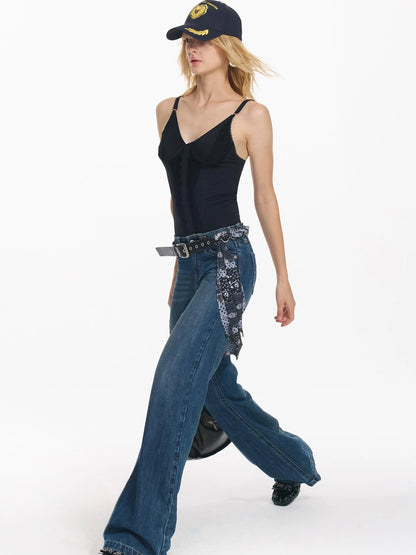 Lace Embroidered Slim Corset Camisole Top