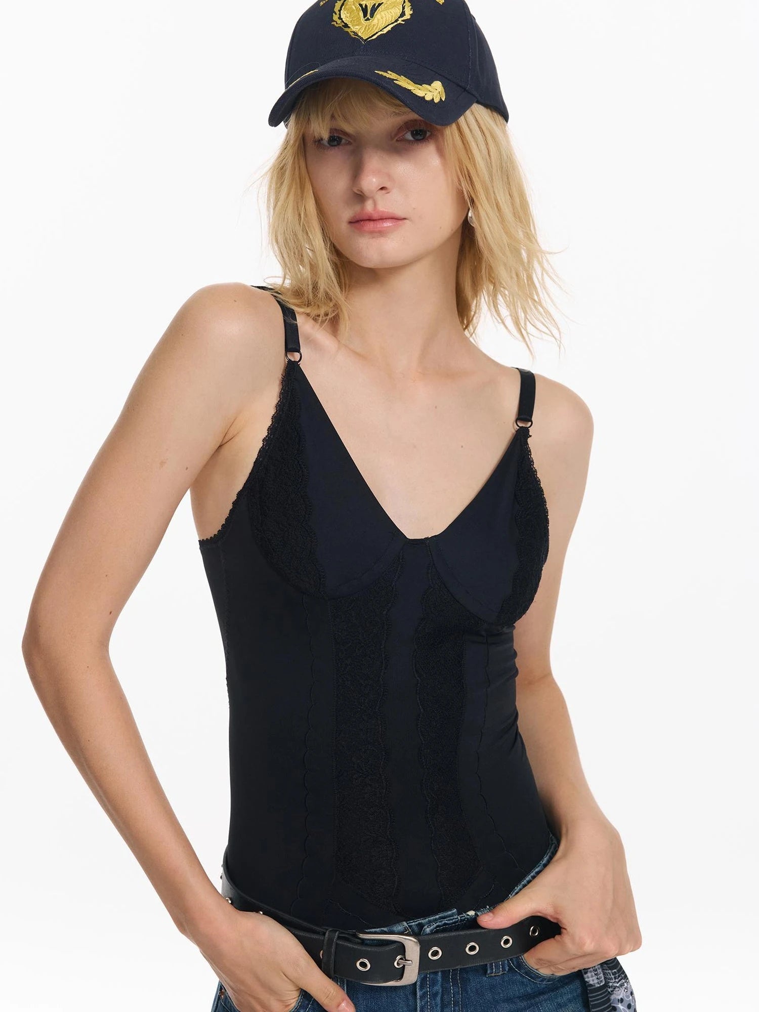Lace Embroidered Slim Corset Camisole Top
