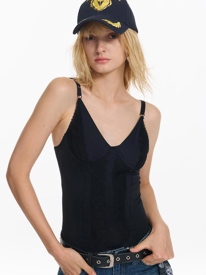 Lace Embroidered Slim Corset Camisole Top