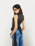 Lace Love Embroidered Polka Dot Rose Backless Vest