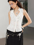 Lace Love Embroidered Polka Dot Rose Backless Vest