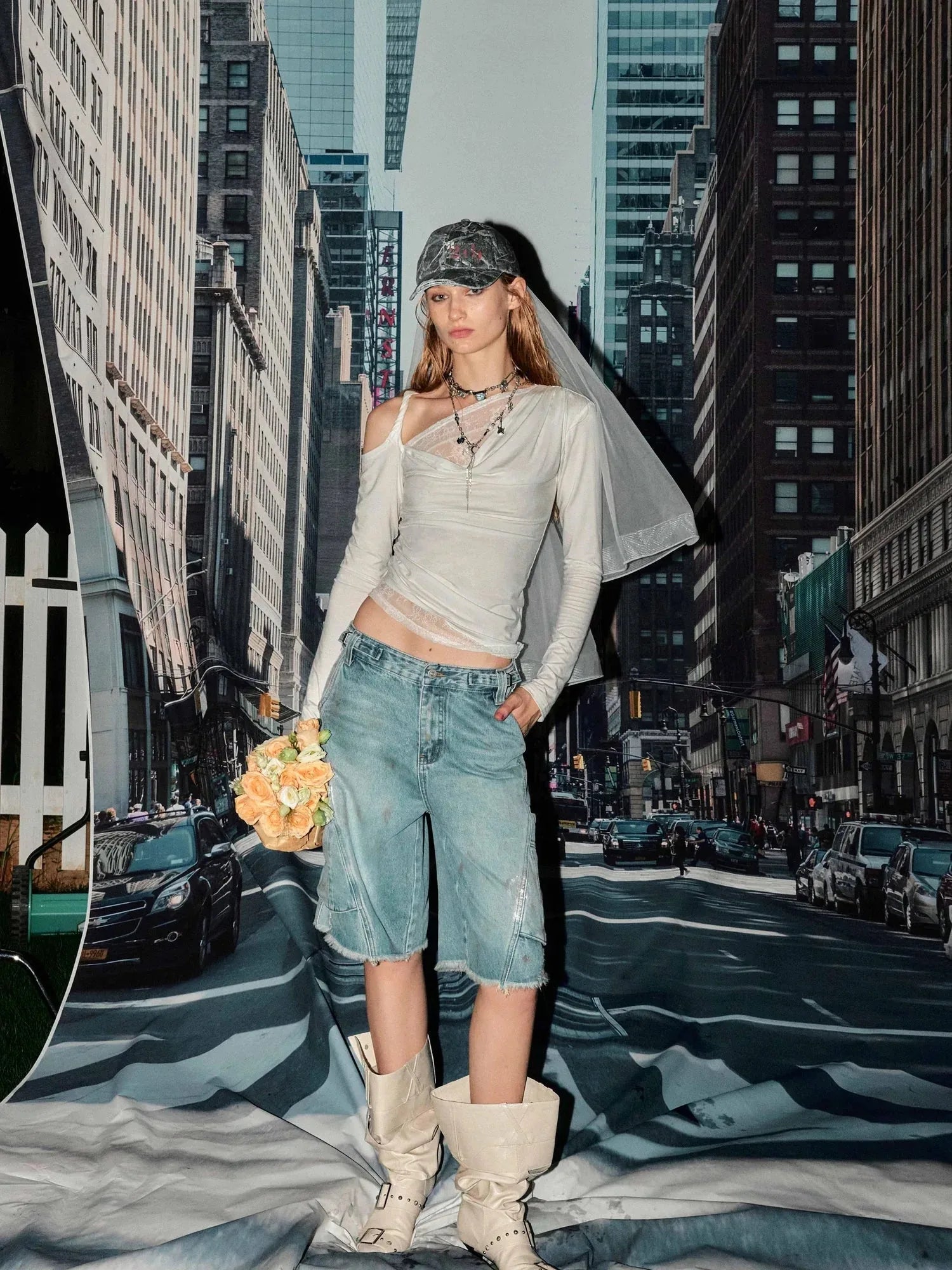 Lace Trimmed Off Shoulder Long Sleeve Top