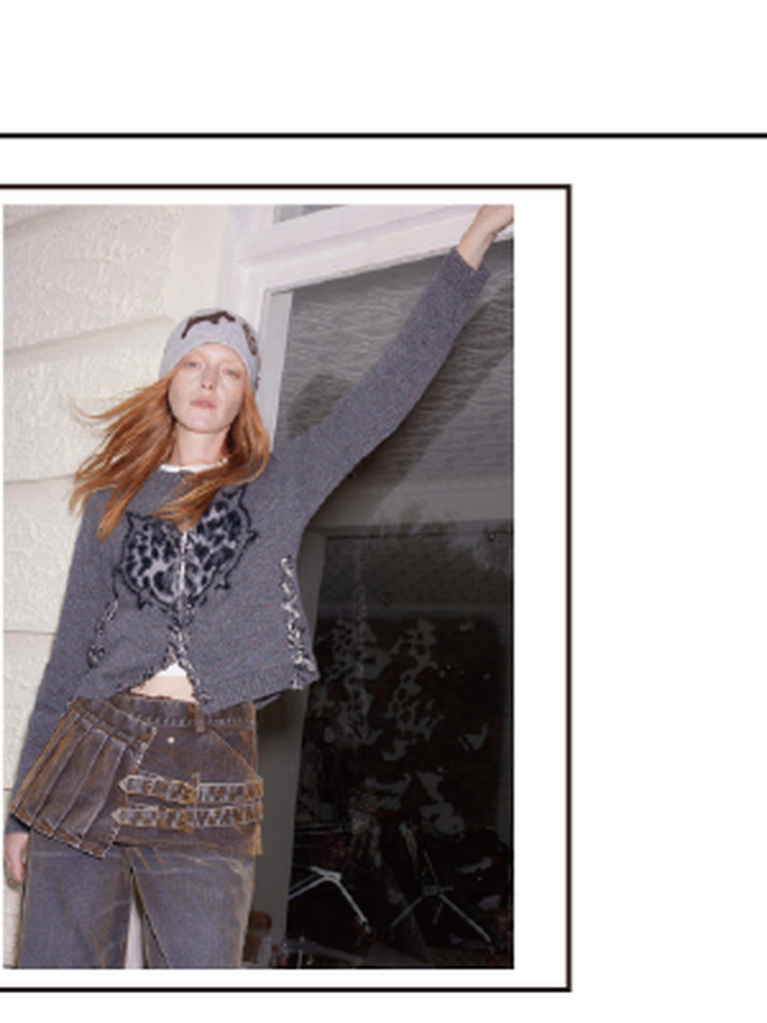 2th Desire Leopard Print Wool Blend Knit Cardigan With Heart Details