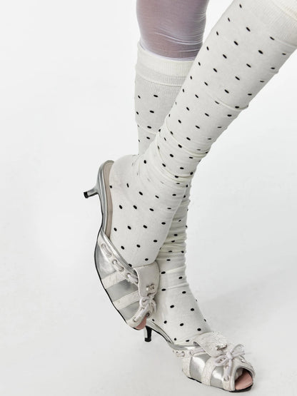 Low Heel Strappy Lace Peep Toe Color Block Sandals