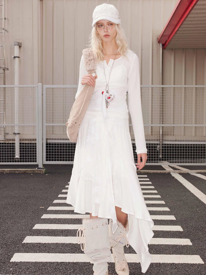 Lycelle Lace Contrast Knit Wool Long Sleeve Top