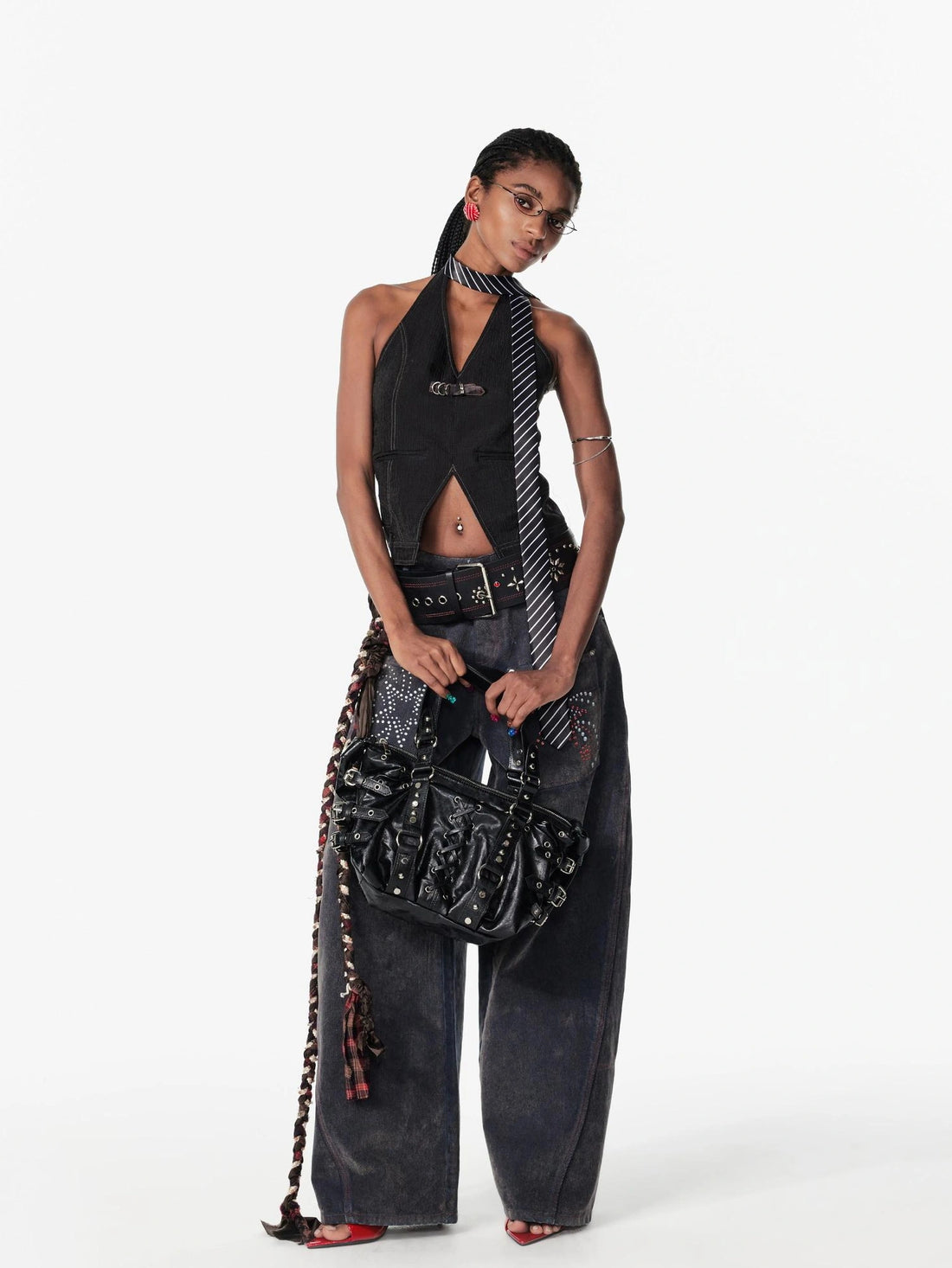 2th Desire Lyocell Blend Cutout Halter Slim Fit Cropped Zipper Streetwear Women Tank Top