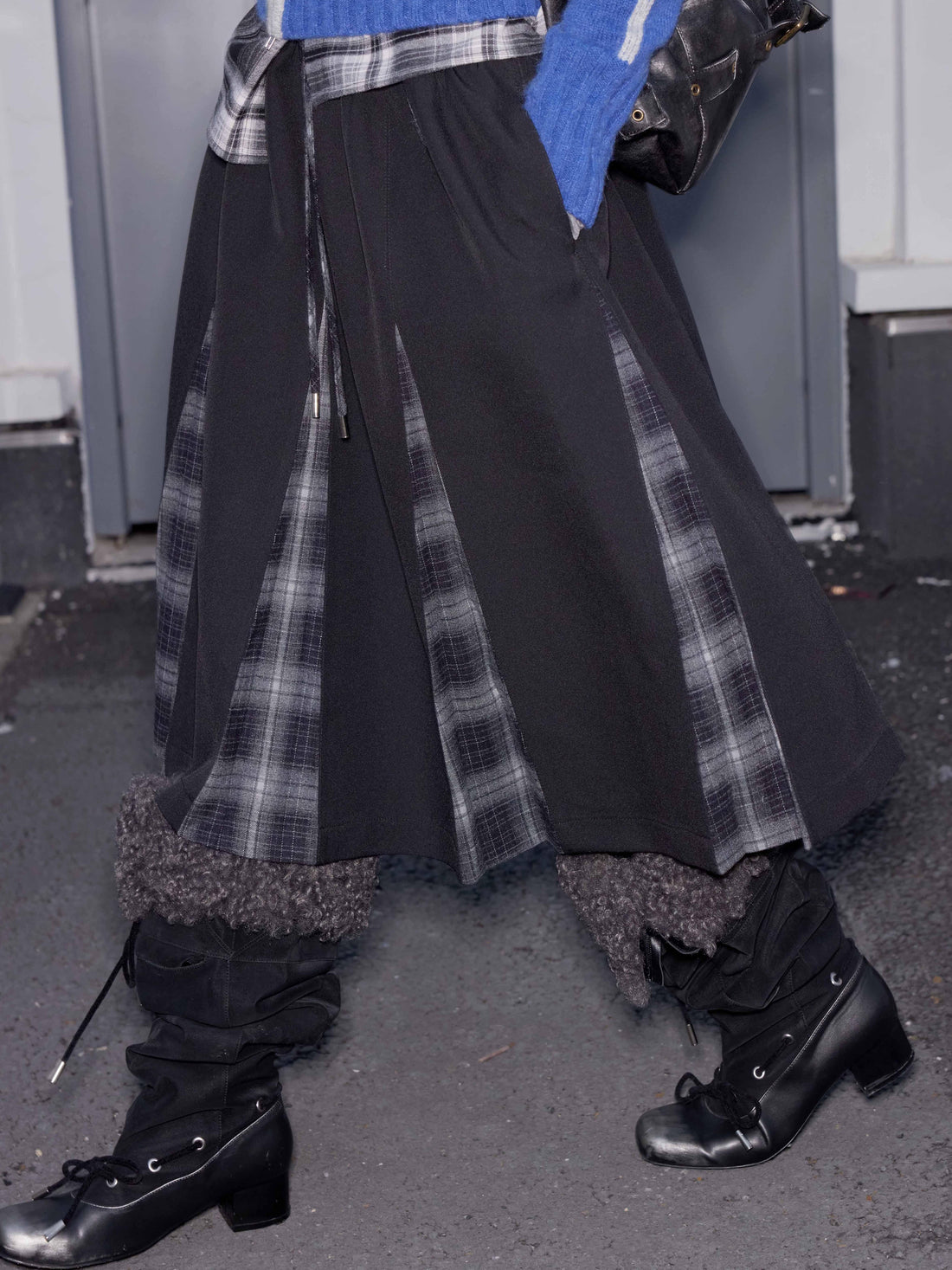 2th Desire Maillard Plaid Leopard Print Layered Ruffle Skirt