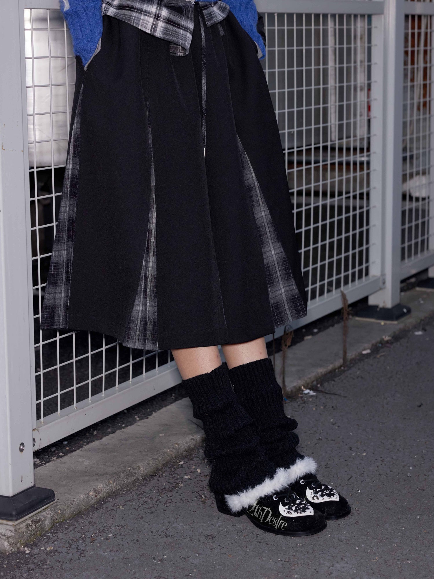 2th Desire Maillard Plaid Leopard Print Layered Ruffle Skirt
