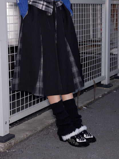 2th Desire Maillard Plaid Leopard Print Layered Ruffle Skirt
