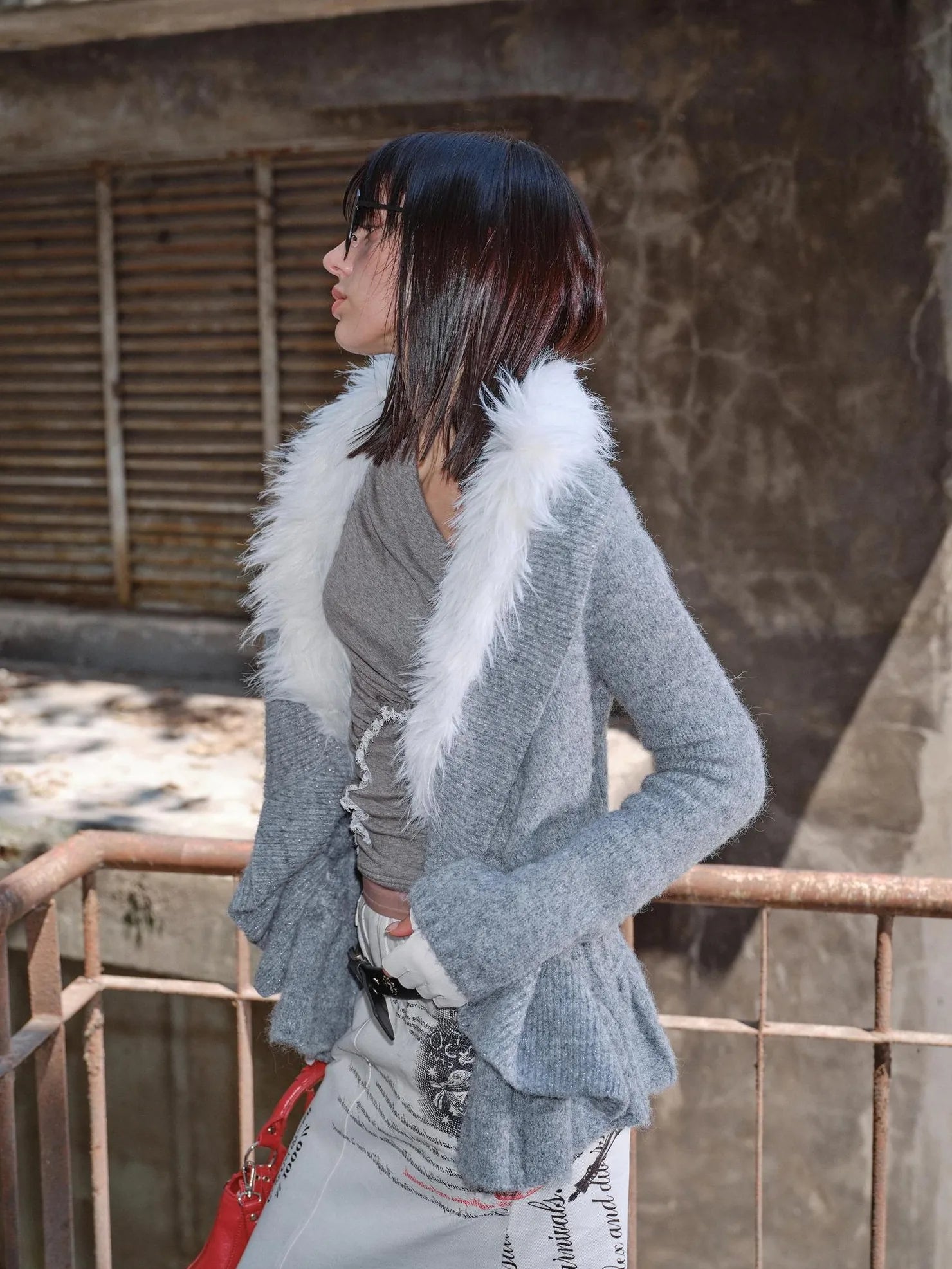 2th Desire Oversized Collar Long Knit Cardigan Cardigan