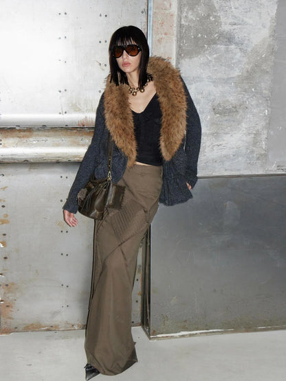 2th Desire Oversized Collar Long Knit Cardigan Cardigan