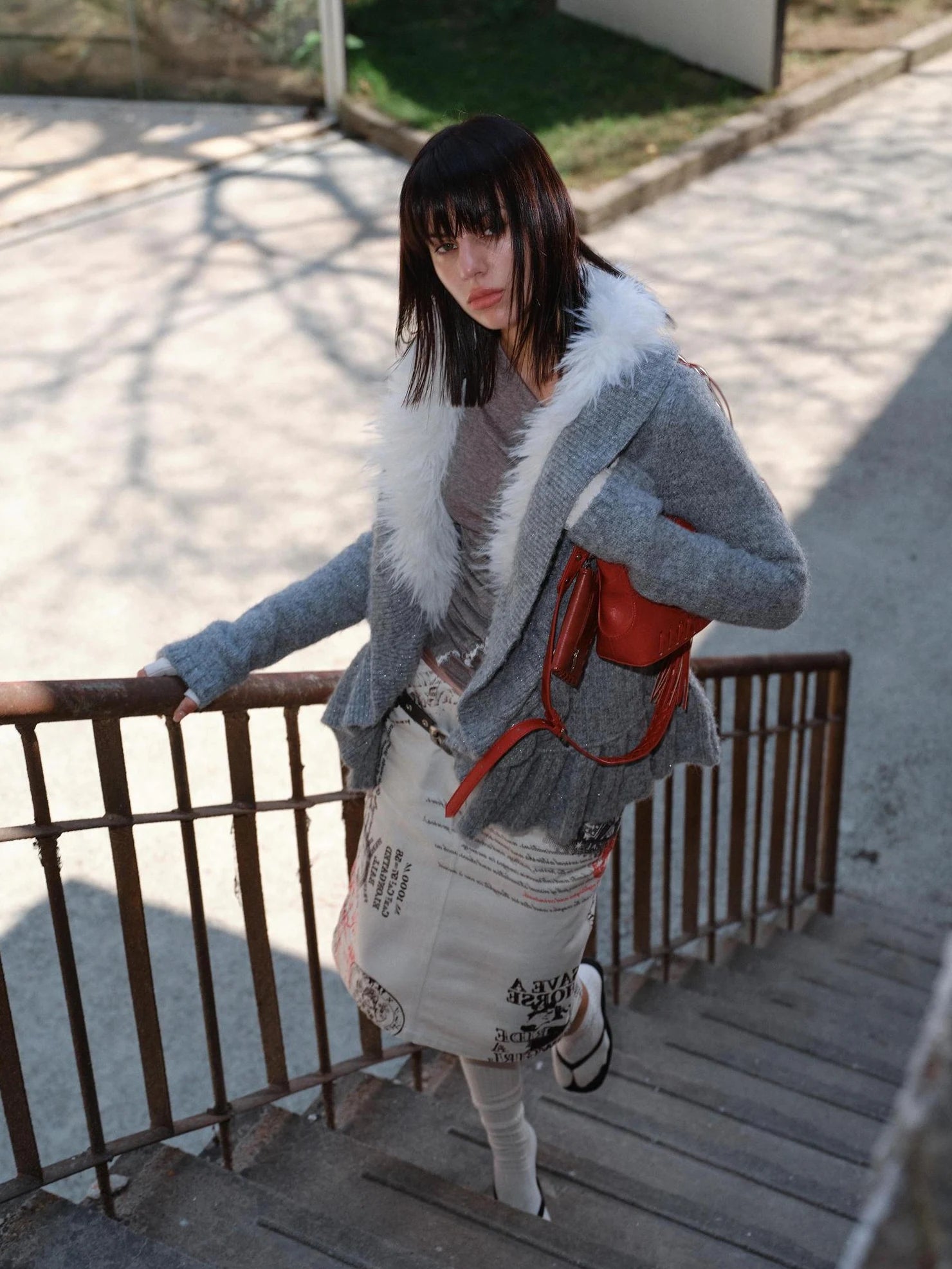 2th Desire Oversized Collar Long Knit Cardigan Cardigan