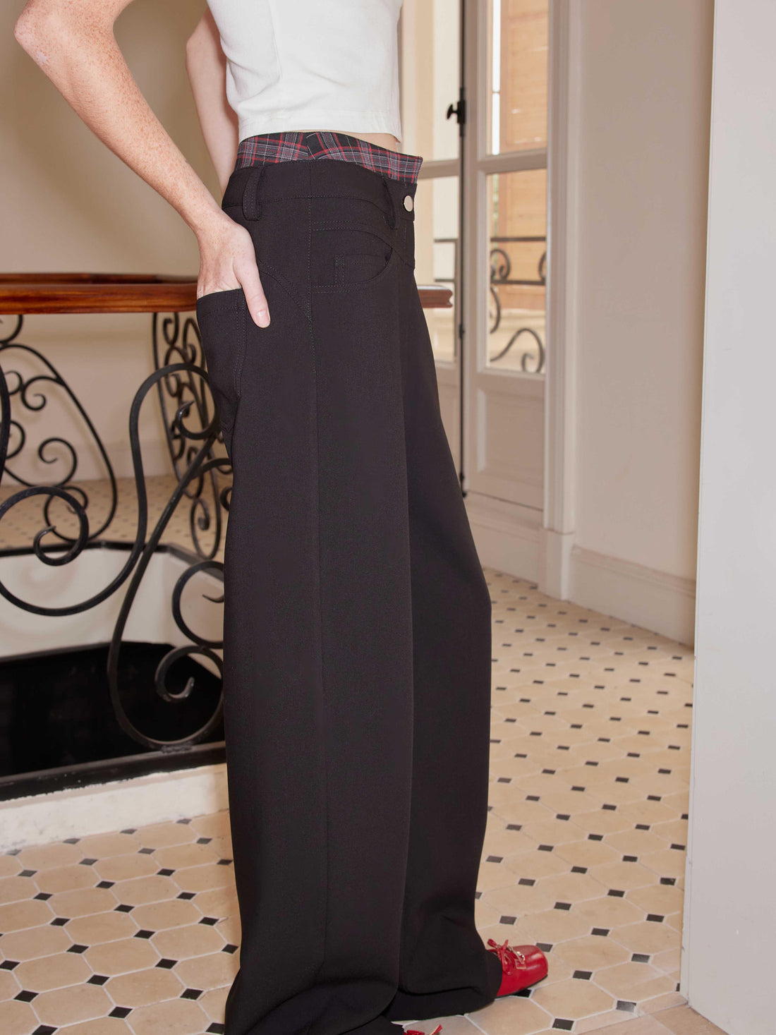 2th Desire Plaid Punk Detachable Skirt Overlay Trousers