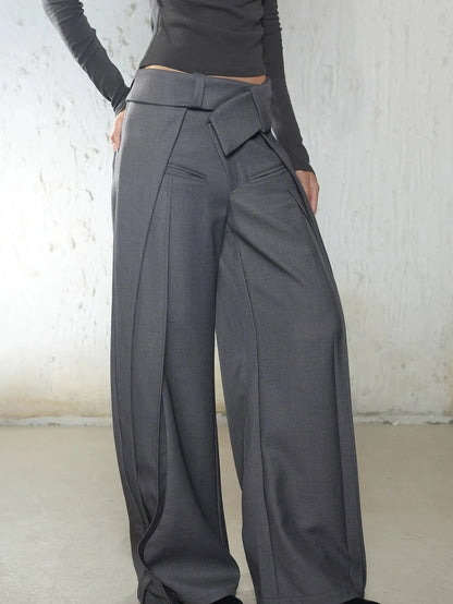 2th Desire Pleated Trousers With Asymmetric Waist Pants