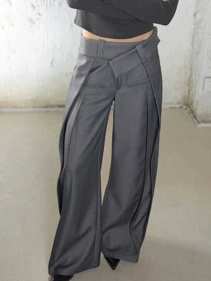2th Desire Pleated Trousers With Asymmetric Waist Pants