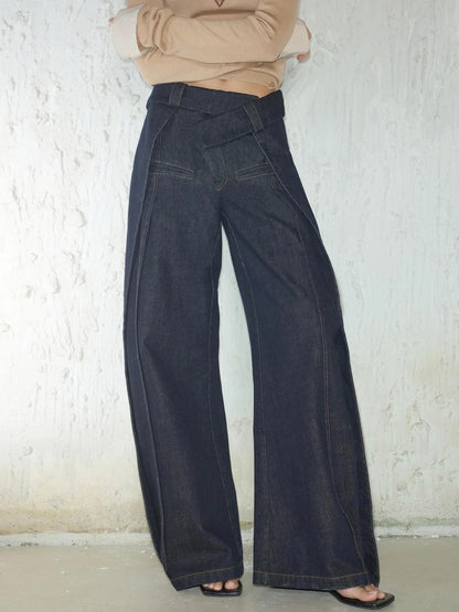 2th Desire Pleated Trousers With Asymmetric Waist Pants