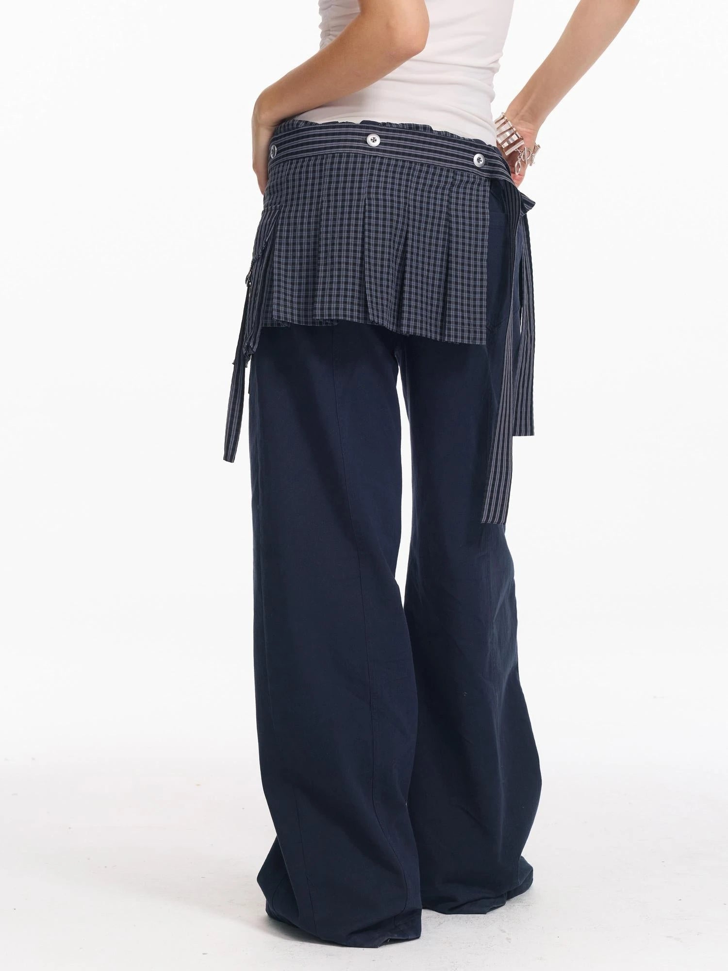 Pleated Wrap Skirt With Lace Up Belt And Embroidery