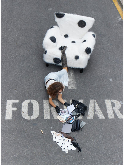 2th Desire Polka Dot Slim Fit Faux Two Piece Women&