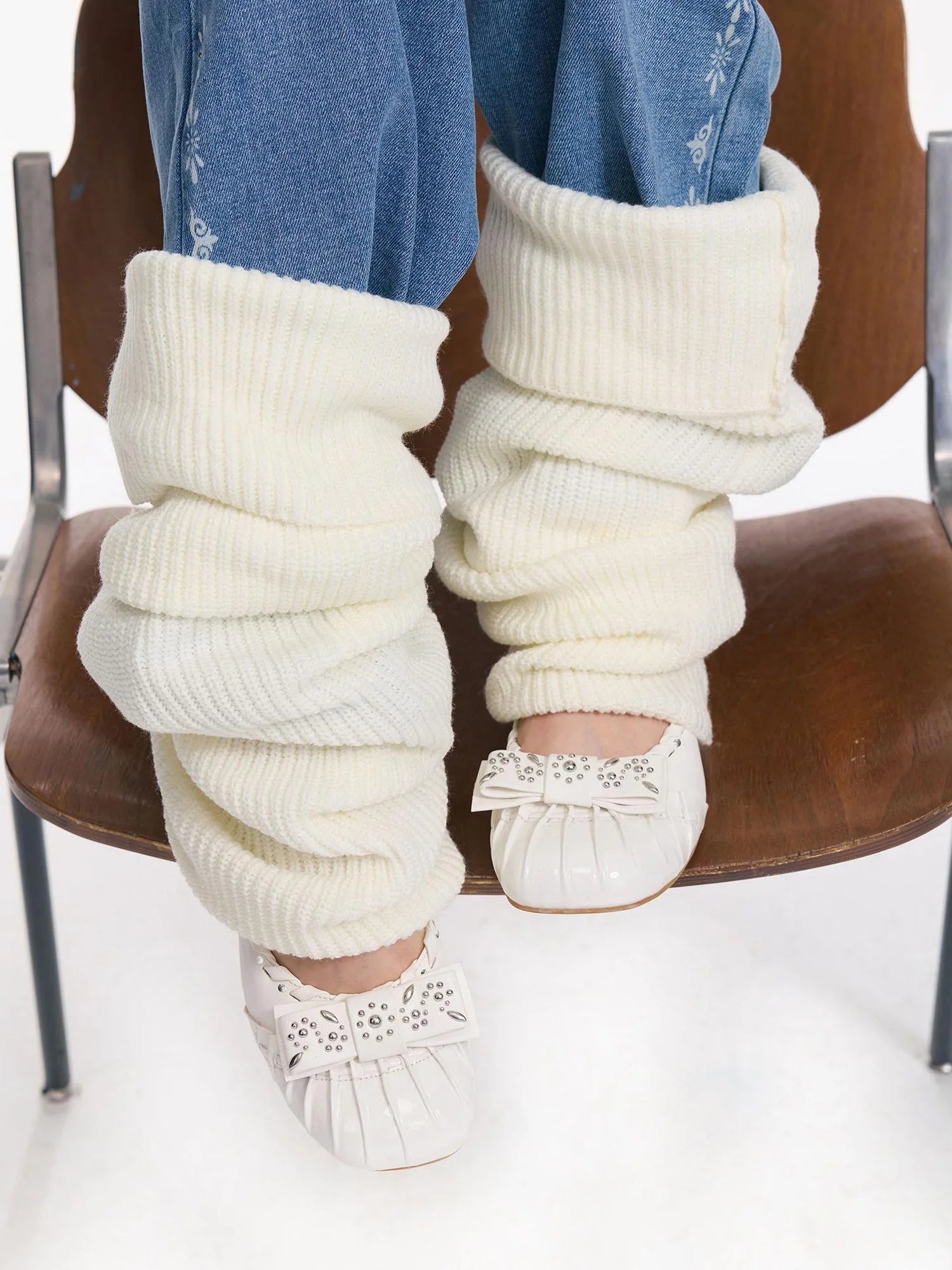 Punk Ballet Mid Heel Bow Rivet Shoes