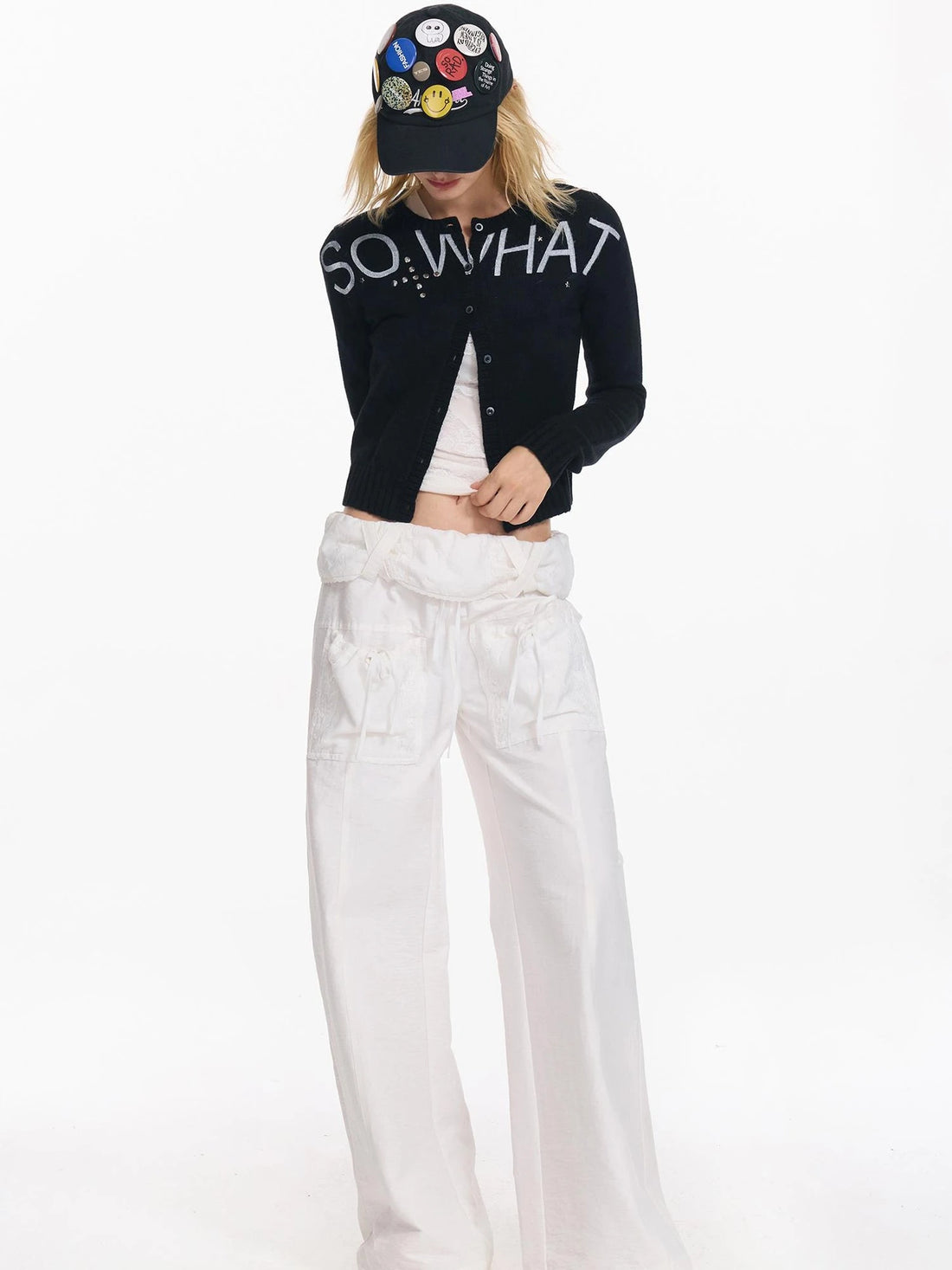 Punk Letter Print Soft Wool Knit Cardigan
