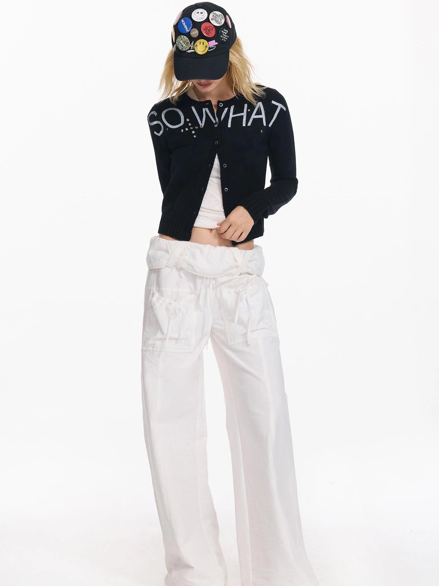 Punk Letter Print Soft Wool Knit Cardigan