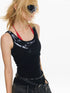 Punk Necklace Print Mesh Layered Slim Tank Top