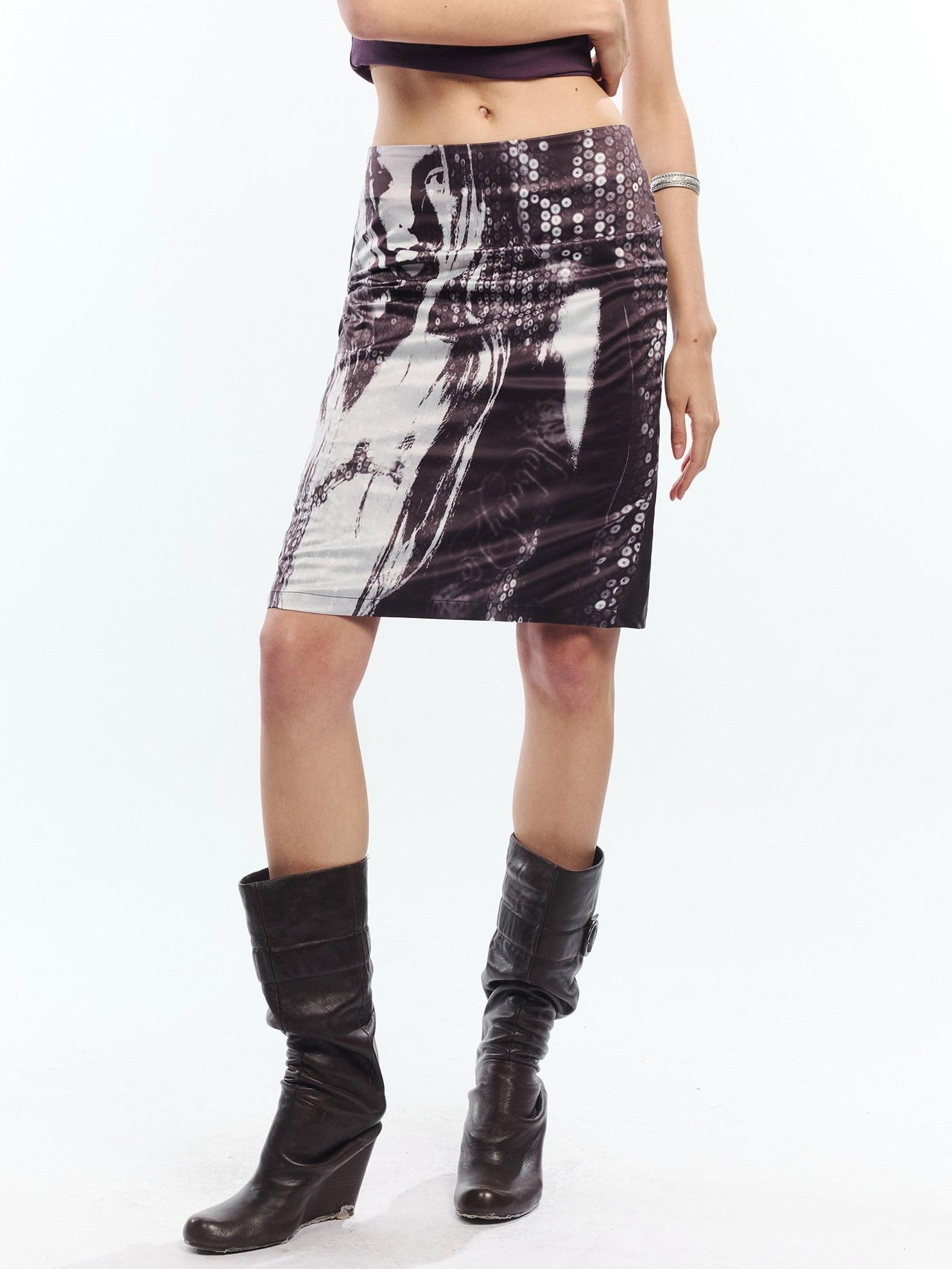 2th Desire Punk Newspaper Print Reversible High Waist Straight Women&
