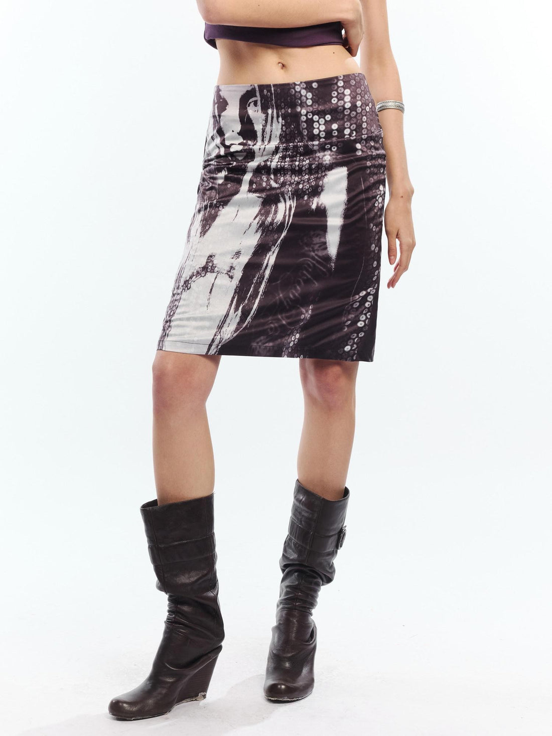 2th Desire Punk Newspaper Print Reversible High Waist Straight Women&