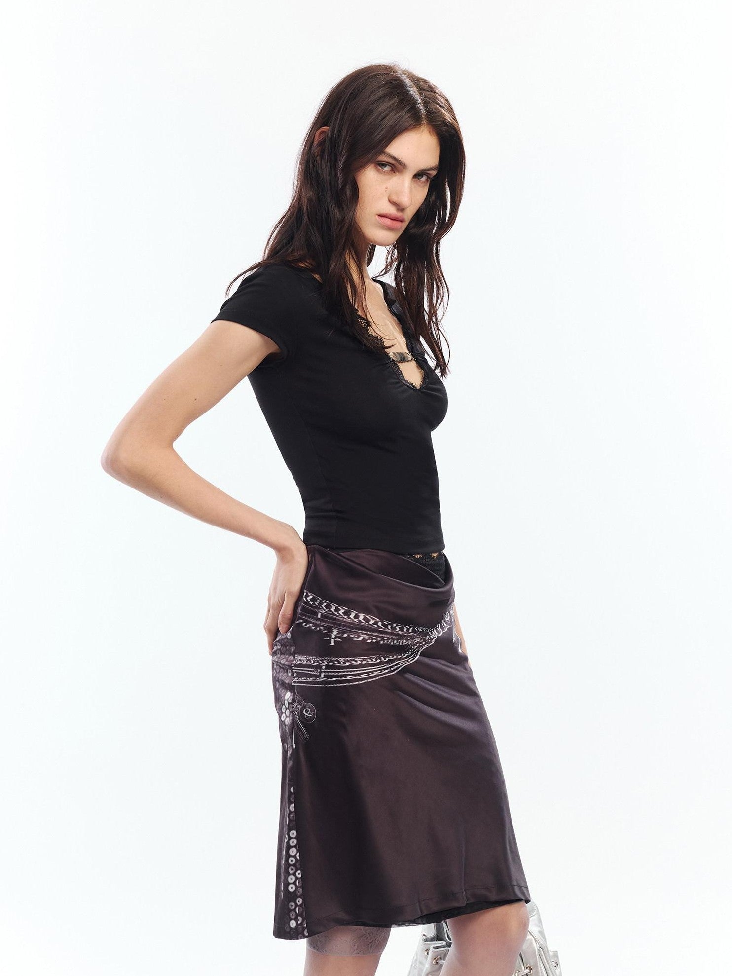 2th Desire Punk Newspaper Print Reversible High Waist Straight Women&